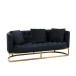 Sofá de 3 plazas en textil y madera negra y dorada 177x73x73.5cm Sofá de 3 plazas en textil y madera negra y dorada 177x73x73.5cm
