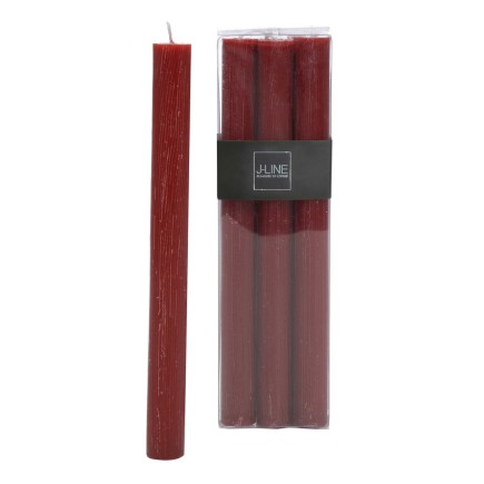 Boite de 6bougies 13H en Paraffine rouge 7x4.5x24 cm