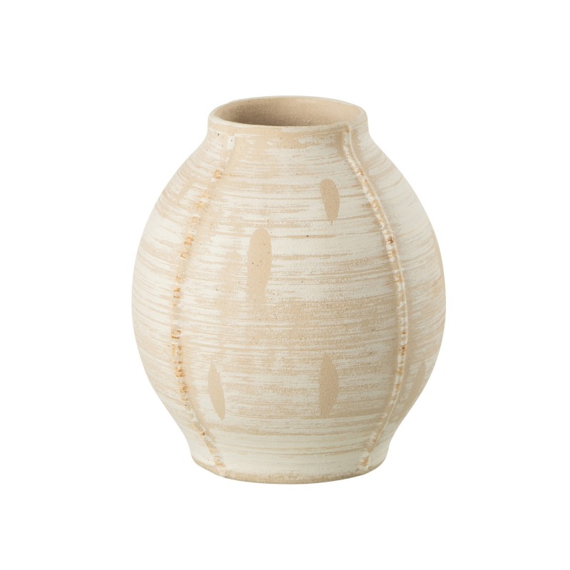 Vase rond en céramique beige 18x18x20 cm