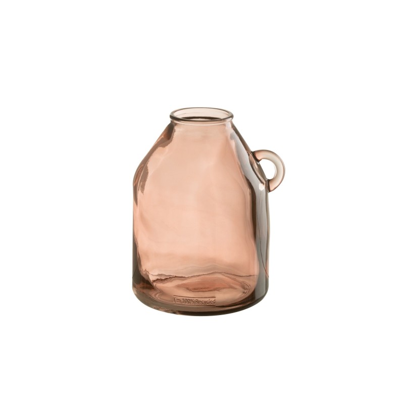 Vase avec anse en verre rose 20x20x25 cm Vase avec anse en verre rose 20x20x25 cm