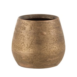 Maceta irregular rugoso cerámica oro Alt. 18 cm