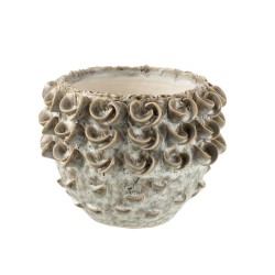 Cache-pot rond en céramique gris 17x17x13 cm