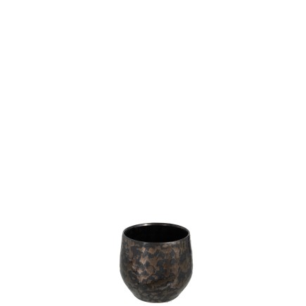 Vaso di fiori in ceramica nera antica 13,5x13,5x12,5 cm