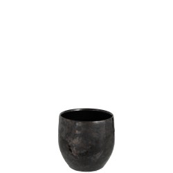 Cache-pot antique en céramique noir 17.5x17.5x18 cm