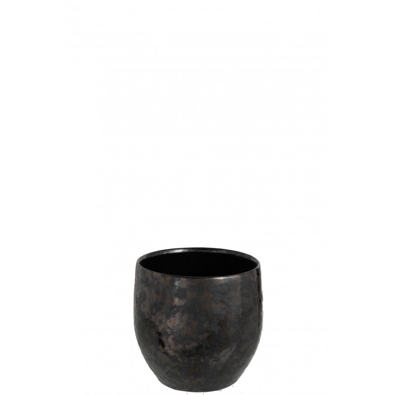 Cachepot Antique en ceramique Noir de taille moyenne