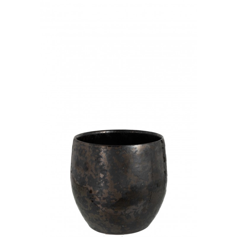 Cachepot antique en ceramique noir de grande taille