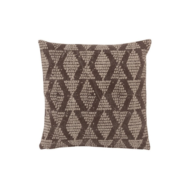 Cuscino quadrato con rombi in cotone marrone 45x45cm Cuscino quadrato con rombi in cotone marrone 45x45cm
