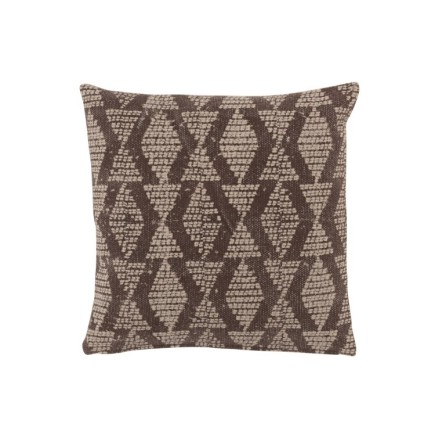 Cuscino quadrato con rombi in cotone marrone 45x45cm