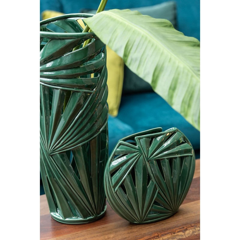 Vase Ovale Tropical Ceramique Vert Small