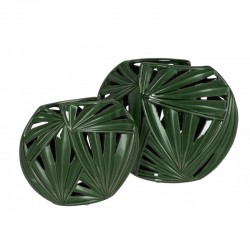 Vase Ovale Tropical Ceramique Vert Large