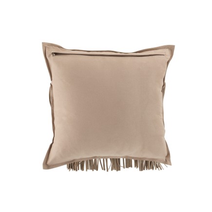 Cuscino quadrato con frange in pelle grigio chiaro 41x41cm