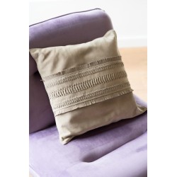 Cuscino quadrato con linea in pelle grigio chiaro 43x43cm