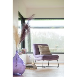 Cuscino quadrato con linea in pelle grigio chiaro 43x43cm