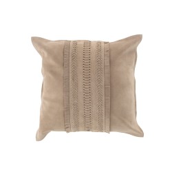 Cuscino quadrato con linea in pelle grigio chiaro 43x43cm