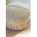 Pouf avec franges en cuir gris 54x54x37 cm