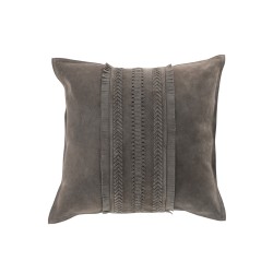Coussin carré avec ligne en cuir gris foncé 43x43cm