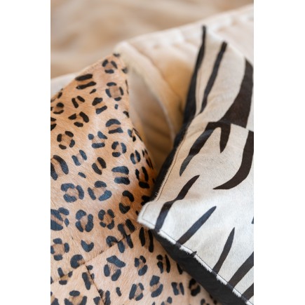 2 coussins jungle en cuir marron 45x45cm