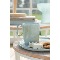 Assiette plate en céramique vert menthe D23cm