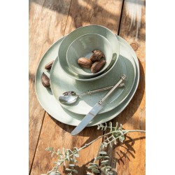 Assiette plate en céramique vert menthe D23cm