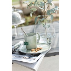 Assiette plate en céramique vert menthe D23cm