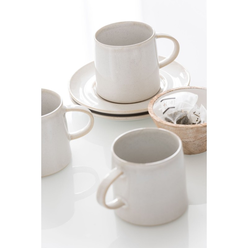 Taza de café con platillo de porcelana blanca de 15.5 cm de diámetro