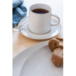 Taza de café con platillo de porcelana blanca de 15.5 cm de diámetro