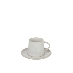 Taza de café con platillo de porcelana blanca de 15.5 cm de diámetro