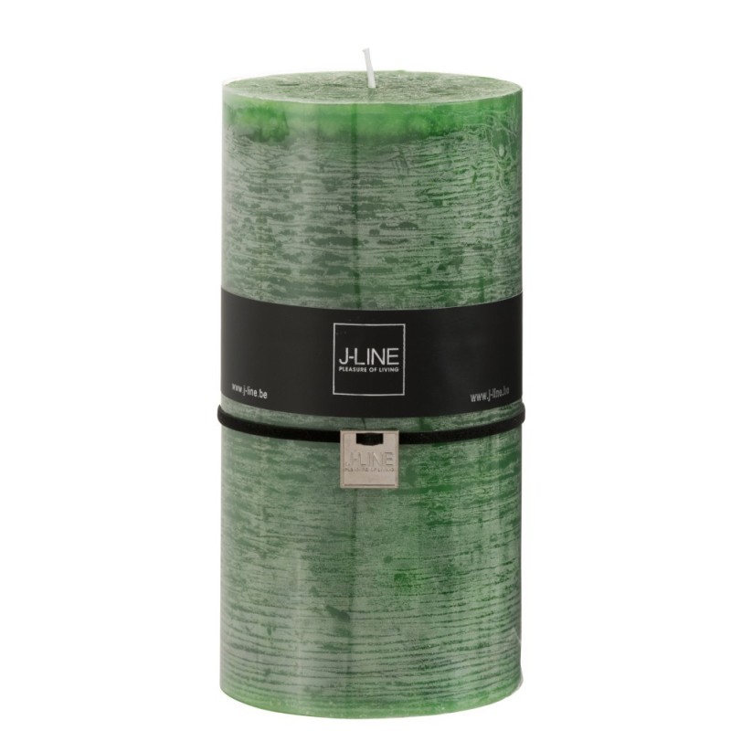 Bougie cylindrique 140H en Paraffine vert 10x10x20 cm