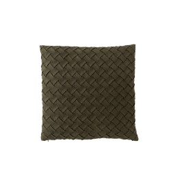 Coussin carré tissé en polyester vert 43x43cm