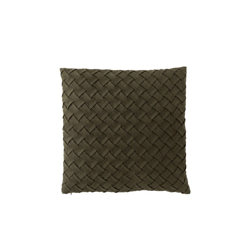 Almofada quadrada tecida em poliéster verde 43x43cm Almofada quadrada tecida em poliéster verde 43x43cm