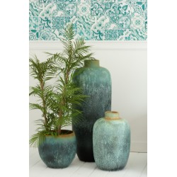 Vase vintage en céramique bleu 33.5x33.5x50.5 cm