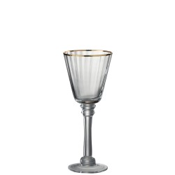 Verre à vin avec bord doré en verre transparent H22cm