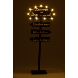 PANNEAU INDICATEUR LED VILLAGE PERE NOEL METAL NOIR/BLANC