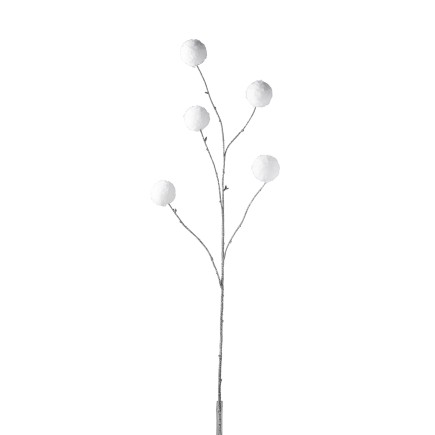 Branche de pompons en plastique blanc 28x6x113 cm