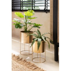 MACETA + PIE METAL ORO MEDIUM