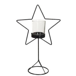 Photophore de Noël en métal noir 20x10x32.5 cm