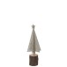 Árbol de Navidad decorativo de madera con luces led - metal plateado - natural 8x8x17.5 cm