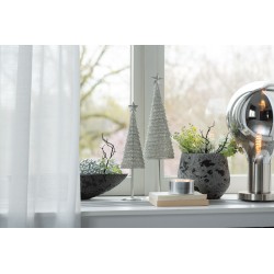 Sapin de Noël décoratif en métal blanc pailleté avec étoile au sommet