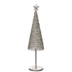 SAPIN DE NOEL ROND PAILLETTES METAL ARGENT LARGE