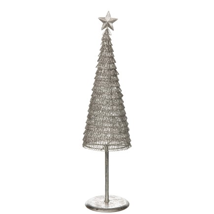 SAPIN DE NOEL ROND PAILLETTES METAL ARGENT LARGE