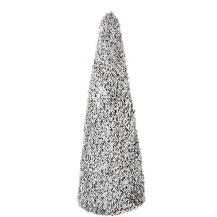 Cono de Navidad nevado de madera marrón 24x24x65 cm