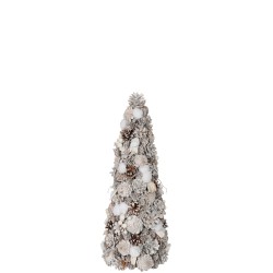 Cône de Noël en pomme de pin blanc 21.5x21x48 cm