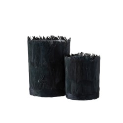 Photophore en verre - Plumes noir 10x10x13 cm