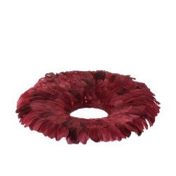 Corona decorativa de Plumas Bordeaux 53x53x7 cm
