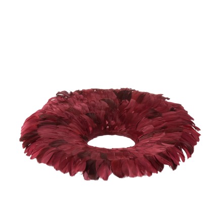 Corona decorativa de Plumas Bordeaux 53x53x7 cm