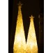 Cône de Noël lumineux avec étoile en verre argent 9.5x9.5x34.5 cm