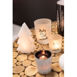 Set de 2 photophores en verre blanc 7x7x8 cm