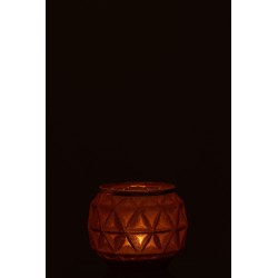 Photophore en verre marron 10x10x8 cm