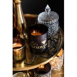 Set de 2 photophores en verre noir - or 7x7x8 cm