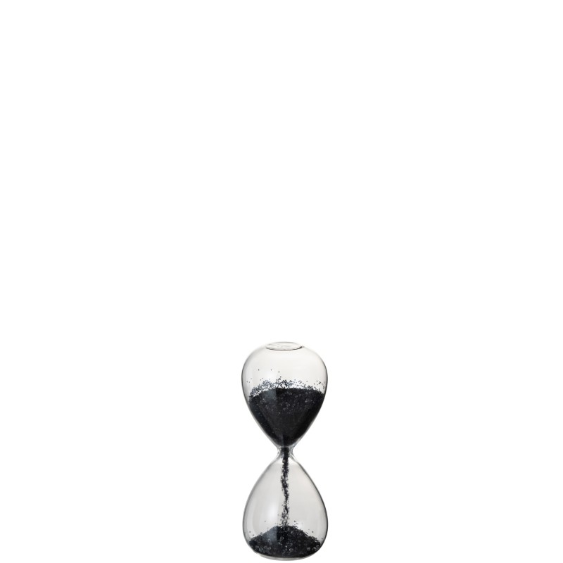 Sablier verre paillettes noir 16cm